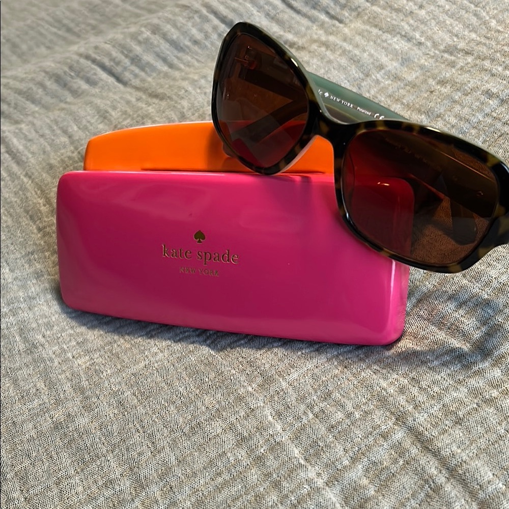 Kate Spade Tortoise Sunglasses with Pink and Orange Case
